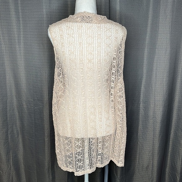 KEREN HART XXL CREAM MESH KNIT COVERUP OPEN FRONT VEST - Picture 7 of 8
